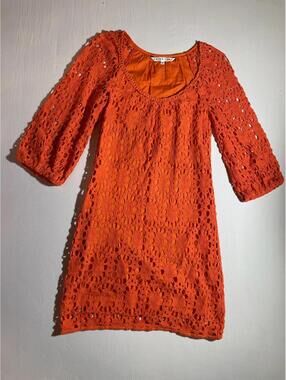 Trina Turk Orange Crochet Dress, Size 2